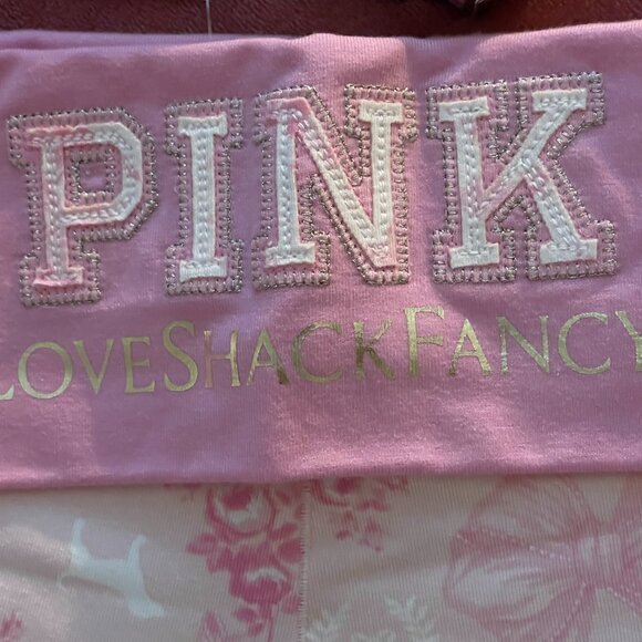 PINK x LoveShackFancy, L, Cotton Foldover Micro Shorts & Bombshell Travel Spray - Picture 3 of 9